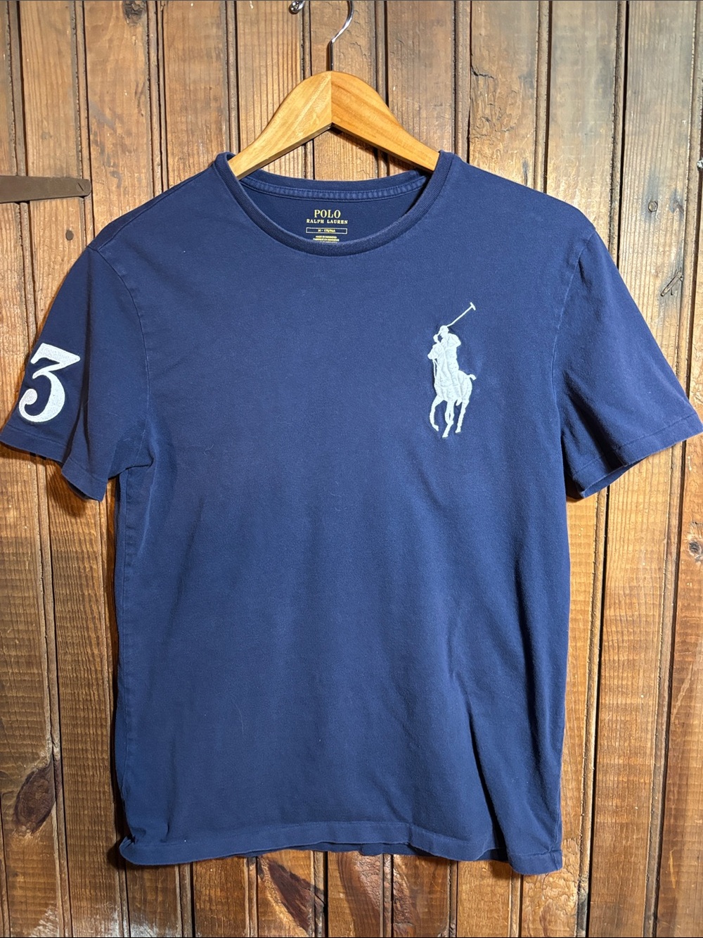 Polo by Ralph Lauren Navy Tee with White Pony & Sleeve Number